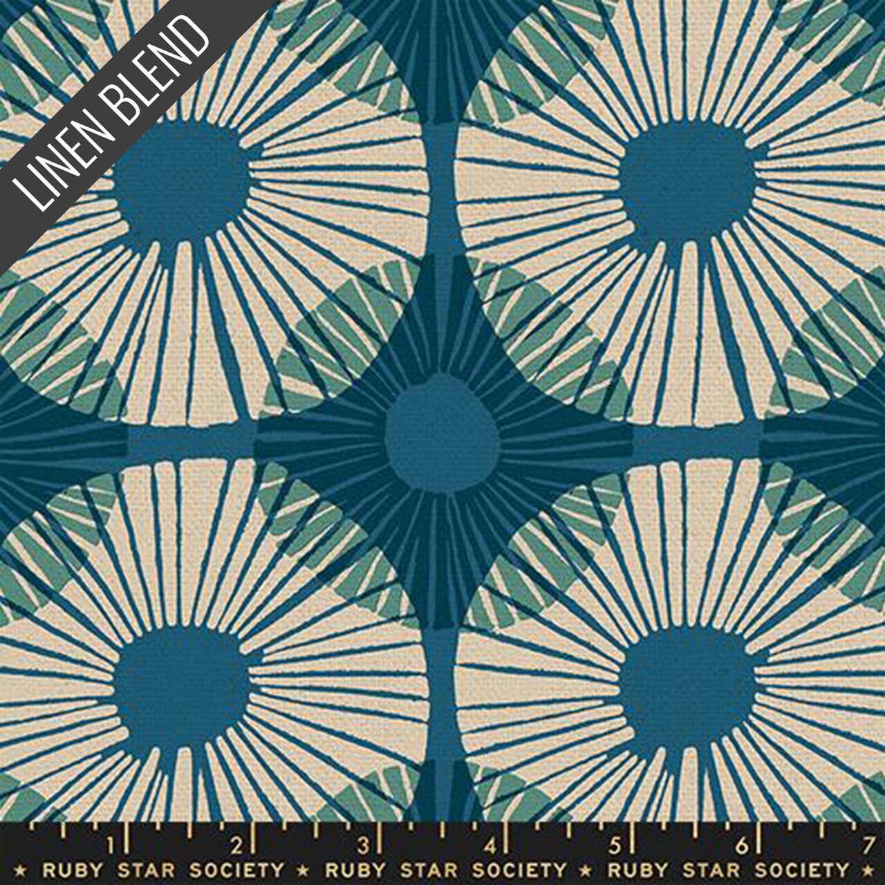 Superbloom Linen Blend in Teal (rs6056 19l) | Reimagined Landscapes | Jen Hewett | Ruby Star Society